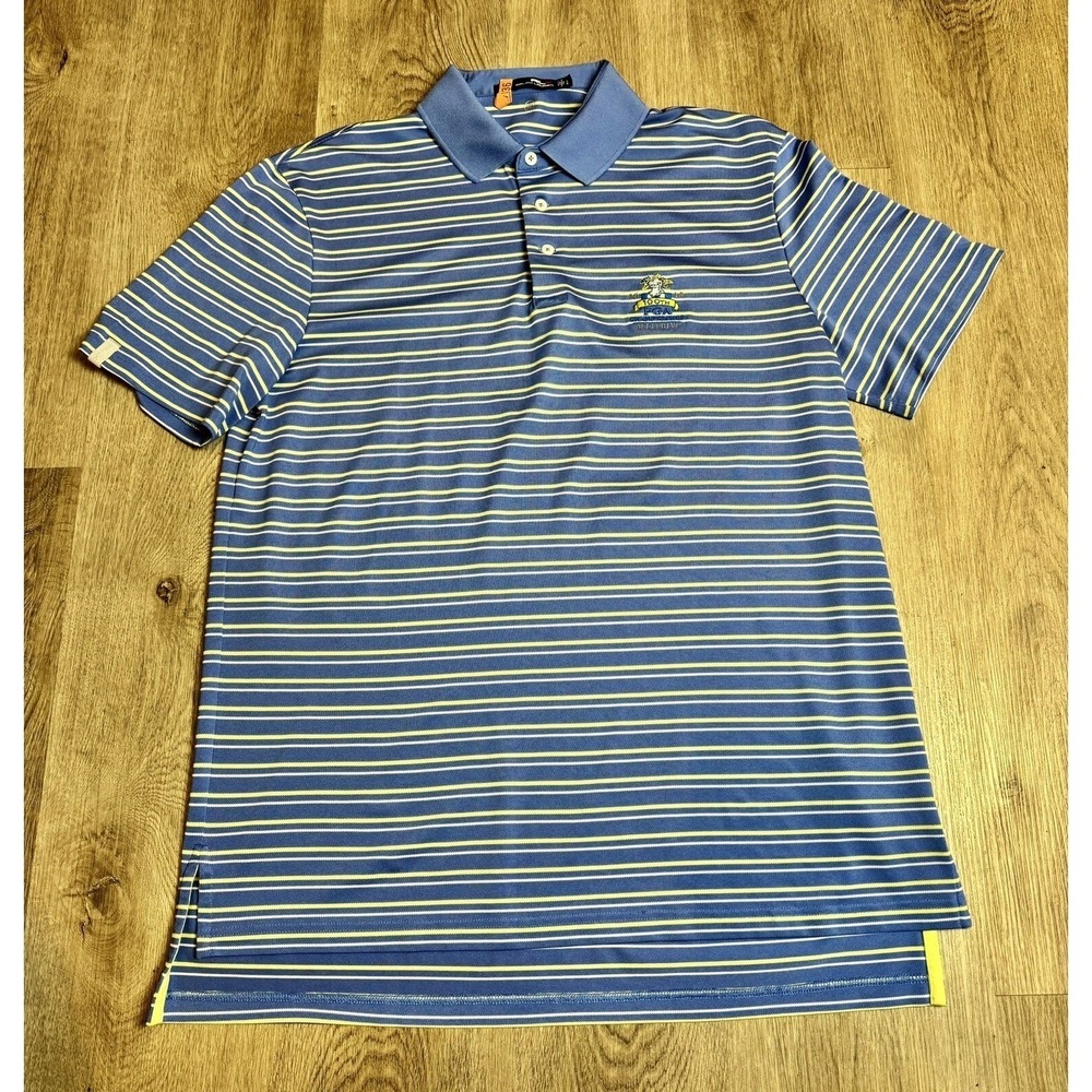 RLX Ralph Lauren Blue Striped 100th PGA Championship Bellerive Golf Polo Large